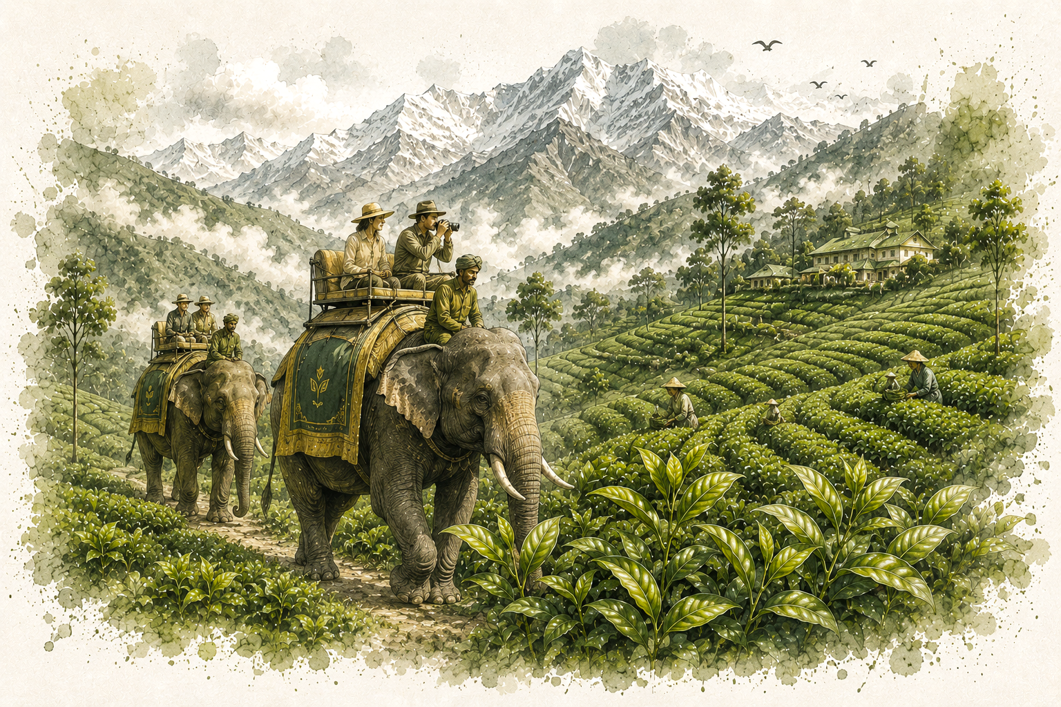 Elephant in Himalayan tea gardens